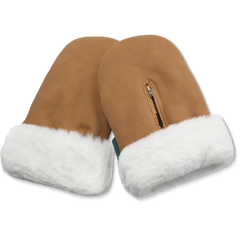KongWalther Stroller Mittens, Østerbro Mittens - Brown Faux Suede