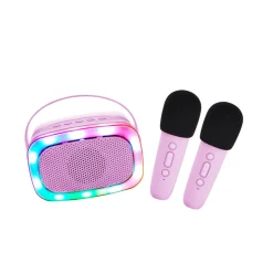 Lalarma Karaoke Speaker with Lights and 2 Microphones, Purple