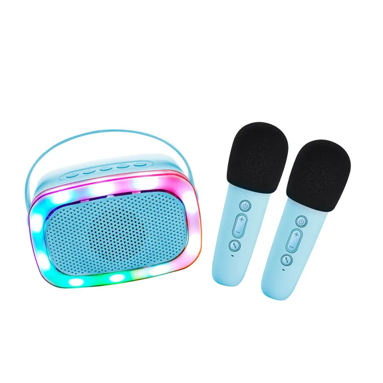 Lalarma Karaoke Speaker with Lights and 2 Microphones, Blue