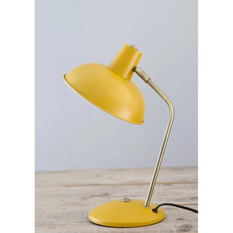 Leitmotiv Hood Table Lamp in Metal, Matte Curry Yellow Finish