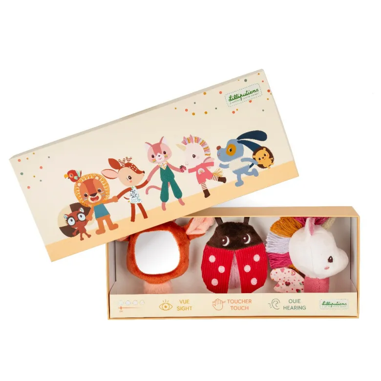 Lilliputiens Baby Toy, Lena Rattle Set with 3 Rattles
