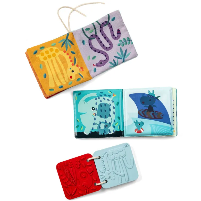 Lilliputiens Baby Toys, Set of 3 Sensory Books - Jack