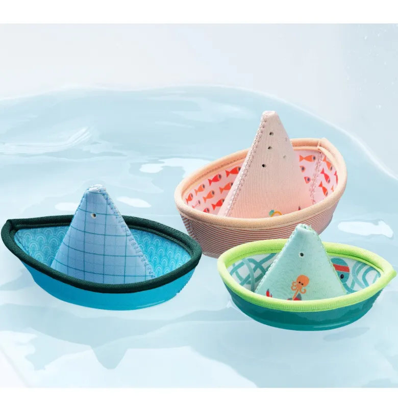 Lilliputiens Bath Toy Set, 3 Jungle Boats