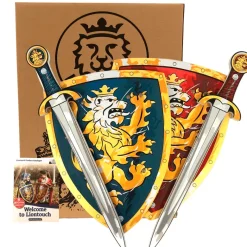 Liontouch Knight Set for Two, Blue and Red Shield and Sword, Lion
