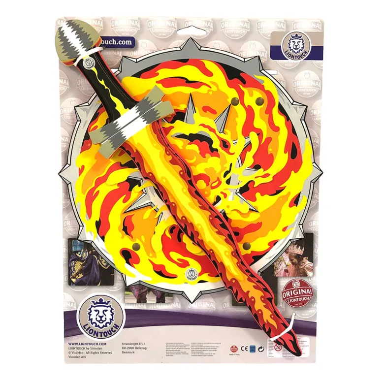 Liontouch Knight Set with Flame-Decorated Shield and Sword