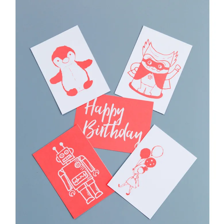 Lirum Larum Leg Postcards, Special Edition, Set of 5 - Neon