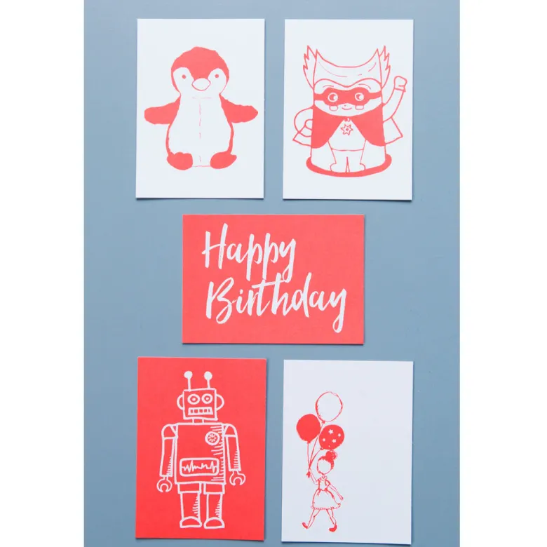 Lirum Larum Leg Postcards, Special Edition, Set of 5 - Neon
