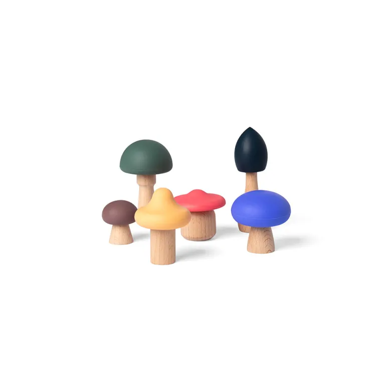 Little L, Colorful Wooden and Silicone Mushrooms for Babies