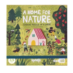 Londji Puzzle, Round, A Home for Nature, Set of 4 Puzzles with 10 Pieces Each