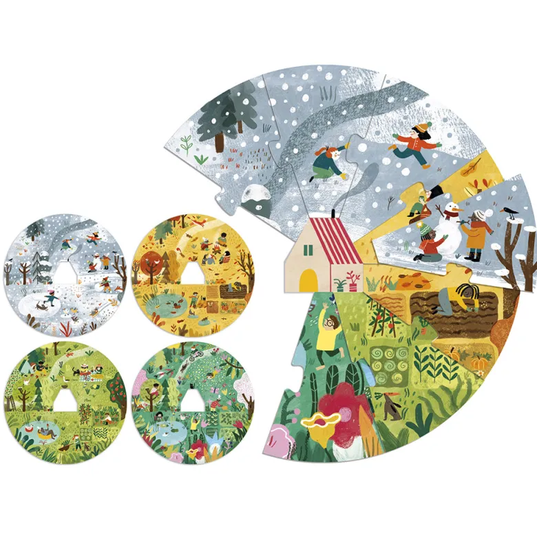 Londji Puzzle, Round, A Home for Nature, Set of 4 Puzzles with 10 Pieces Each