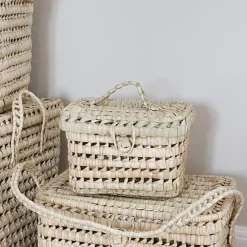 Lubilu Mini Picnic Basket of Palm Leaves, 15 x 25 x 13 cm
