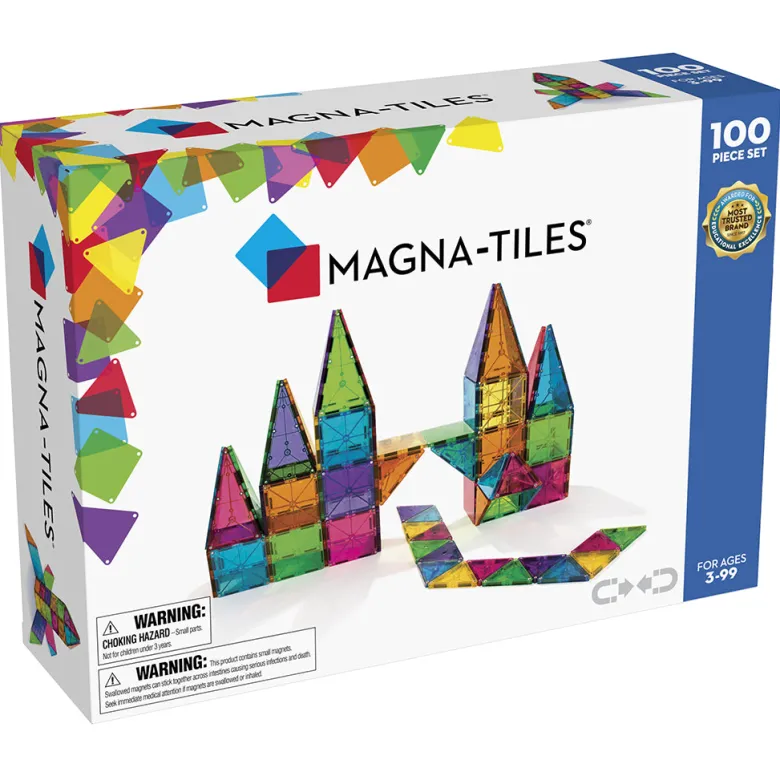 Magna-Tiles Clear Colors, Magnetic Building Set with 100 Pieces