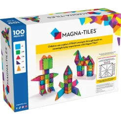 Magna-Tiles Clear Colors, Magnetic Building Set with 100 Pieces