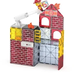 Magna-Tiles Magnetic Building Set, Fire Station with Lights and Sounds - 50 Pieces