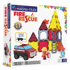 Magna-Tiles Magnetic Building Set, Fire and Rescue Station - 27 Pieces