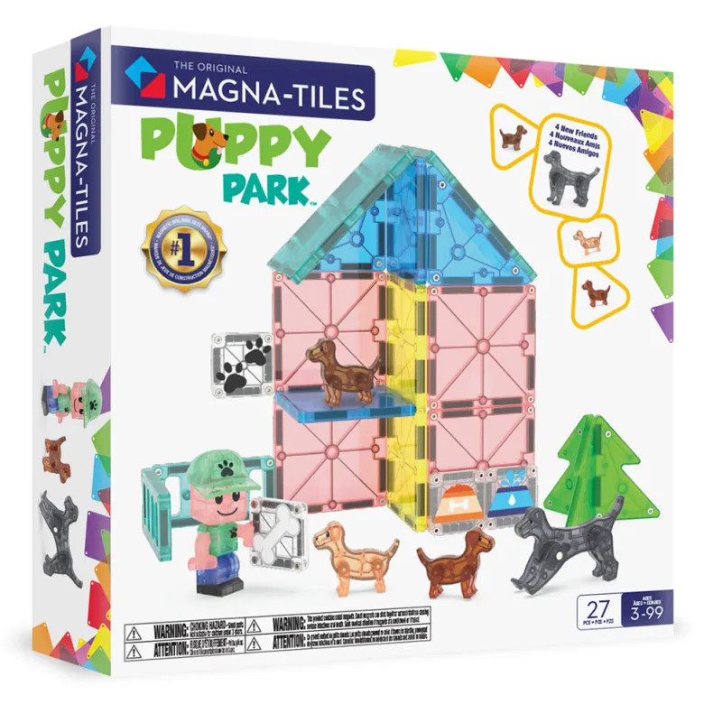 Magna-Tiles Magnetic Construction Set, Dog Daycare – 27 Pieces