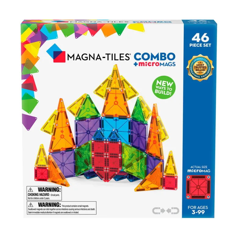Magna-Tiles MicroMags Combo, Magnetic Building Set with 46 Pieces