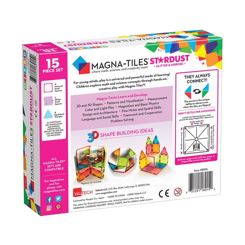 Magna-Tiles Stardust Magnetic Building Set with 15 Pieces