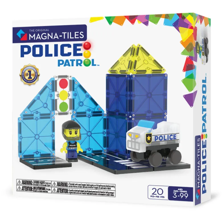 Magna-times Magnetic Building Set, Police Patrol - 20 Pieces