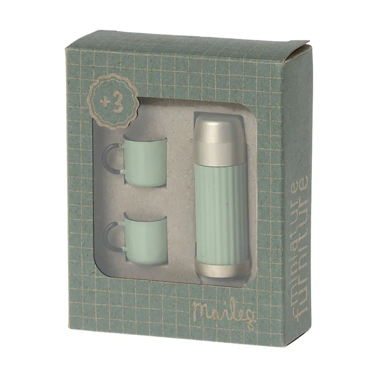 Maileg Doll Accessories, Thermos and Cups - Mint