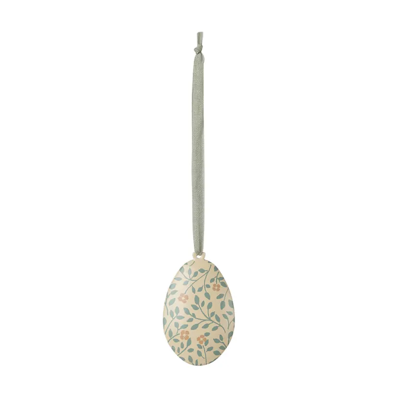 Maileg Easter Decoration, Hanging - Easter Egg with Leaves - Dark Mint