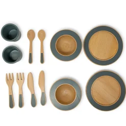 Mamamemo Dining Set in Wood, Emerald Green