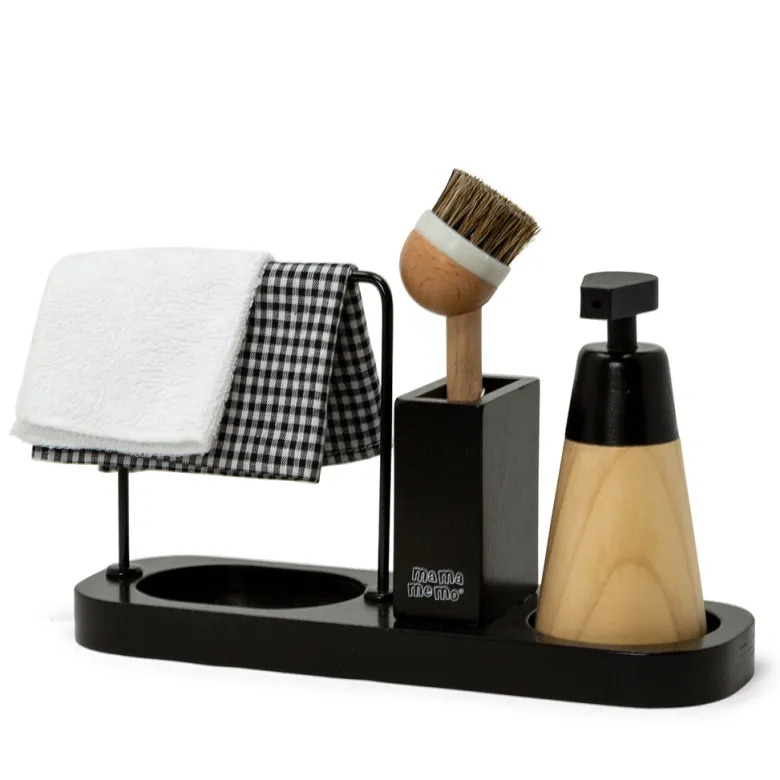 MaMaMeMo Dishwashing Set with 5 Wooden Pieces