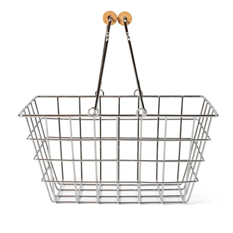 Mamamemo Shopping Basket – Metal with Wooden Handle