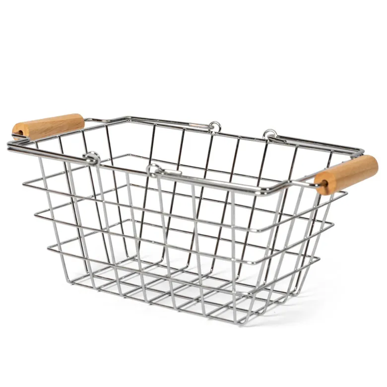 Mamamemo Shopping Basket – Metal with Wooden Handle