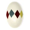 Mamamemo Wooden Egg Shaker, Harlequin - White