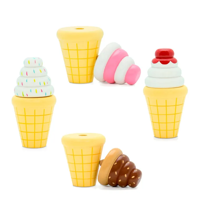 MaMaMeMo Wooden Play Food – Waffle Ice Cream
