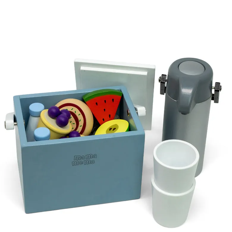 Mamamemo Wooden Play Food, Cooler Bag - Picnic Set