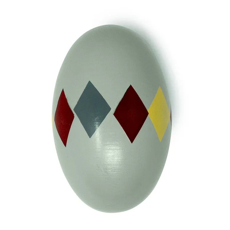 Mamamemo Wooden Shaker Egg, Harlequin - Green