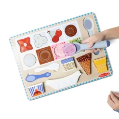 Melissa & Doug 2-in-1 Play Set, Magnetic Puzzle and Play Food - Ice Cream