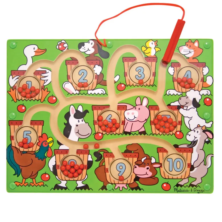 Melissa & Doug Magnetic Wooden Maze Game – Count and Slide Apples