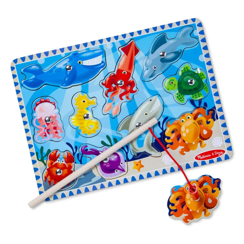 Melissa & Doug Magnetic Wooden Puzzle with Fishing Rod, 10 Pieces