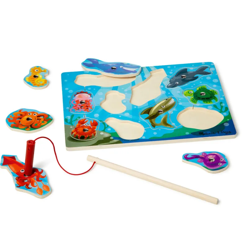 Melissa & Doug Magnetic Wooden Puzzle with Fishing Rod, 10 Pieces