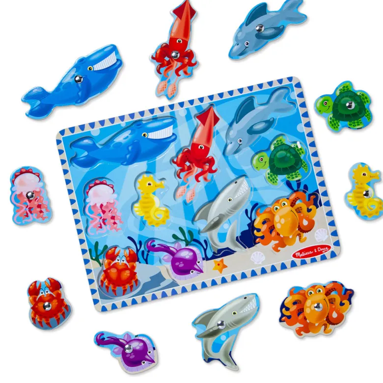 Melissa & Doug Magnetic Wooden Puzzle with Fishing Rod, 10 Pieces