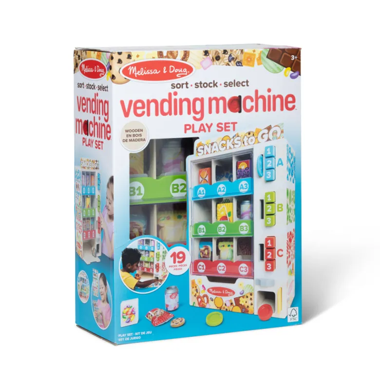 Melissa & Doug Play Food, Snack Vending Machine – 16-Piece Set