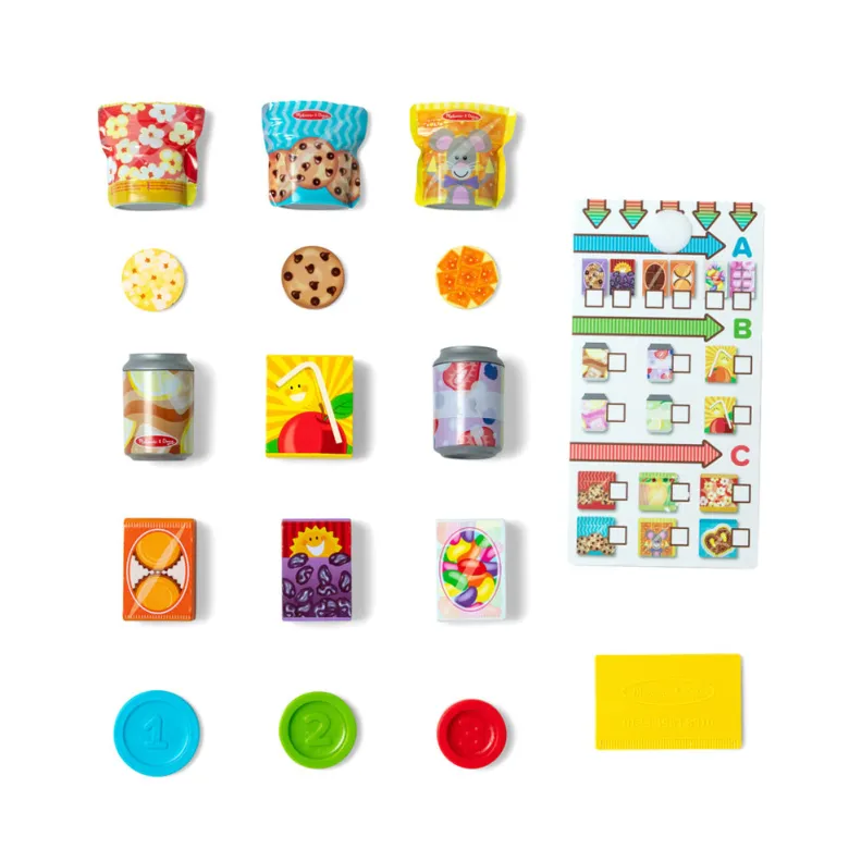 Melissa & Doug Play Food, Snack Vending Machine – 16-Piece Set