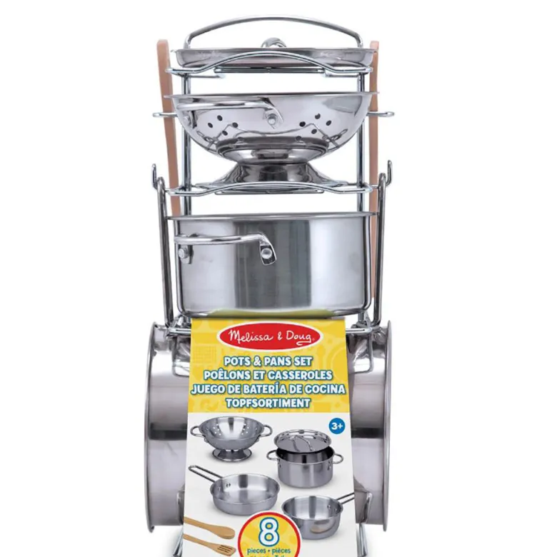 Melissa & Doug Pots and Pans Set, 8 Pieces
