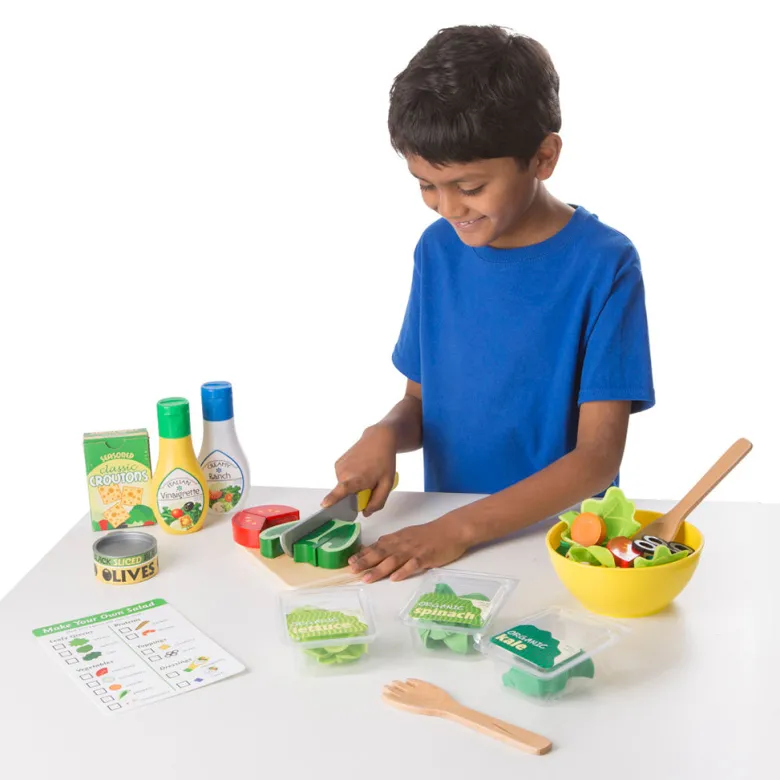 Melissa & Doug Wooden Play Food, Salad Set