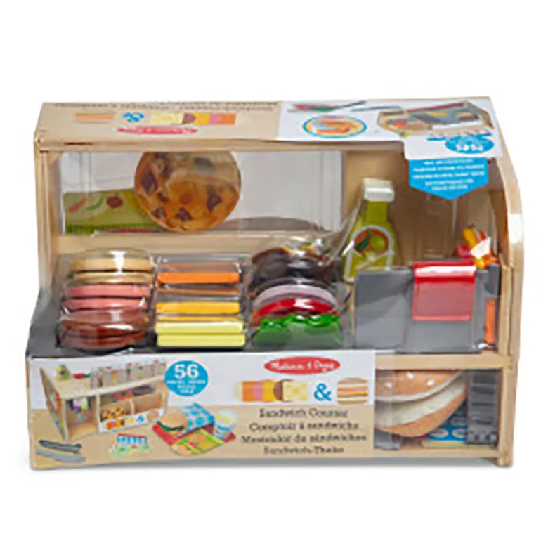 Melissa & Doug Wooden Play Food, Sandwich Bar - 56 Pieces
