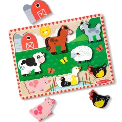 Melissa & Doug Wooden Puzzle with Large Pieces, Farm - 8 Pieces