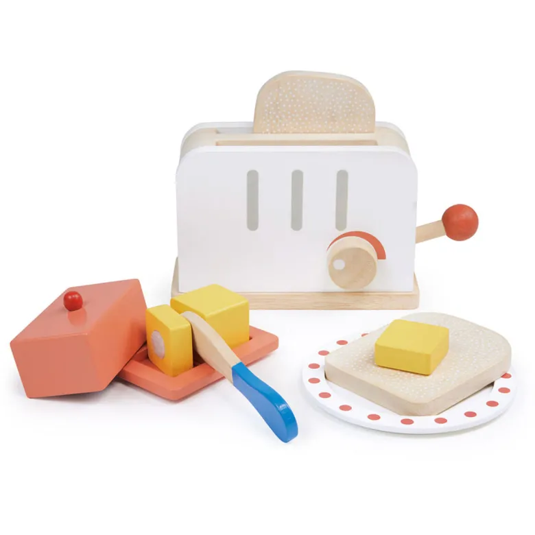 Mentari Wooden Play Food - Toaster and Breakfast Set