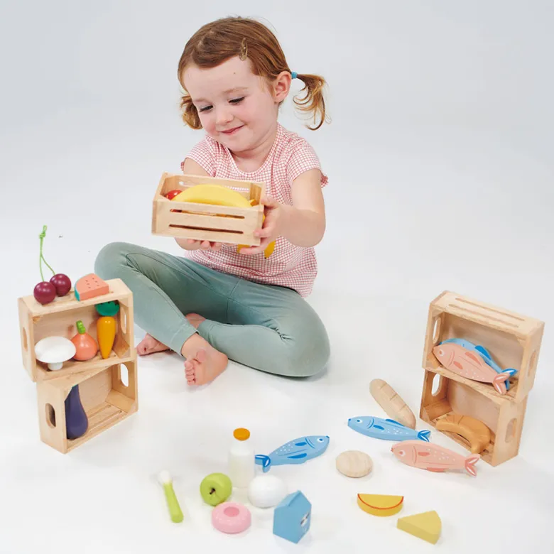 Mentari, Wooden Play Food - Box with Bakery Bread