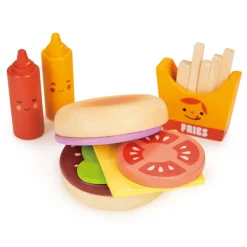 Mentari Wooden Play Food – Large Burger Set