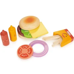 Mentari Wooden Play Food – Large Burger Set