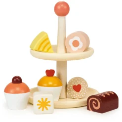 Mentari, Wooden Play Food – Cake Stand with Cakes