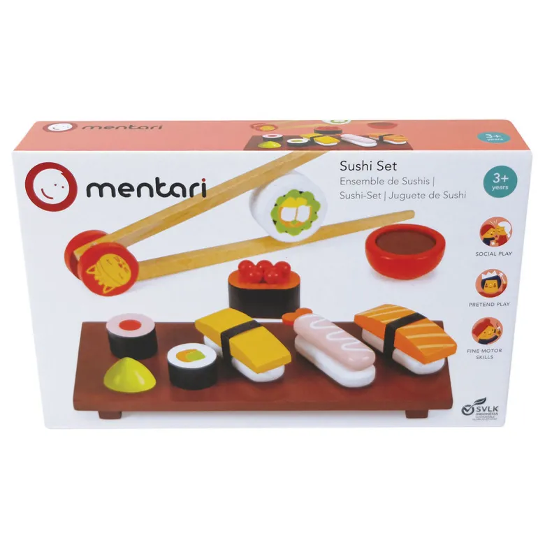 Mentari Wooden Play Food, Sushi Set with 11 Pieces